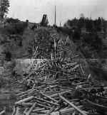 Looking north at remains of the Jughandletrestle after the 1906 quake.